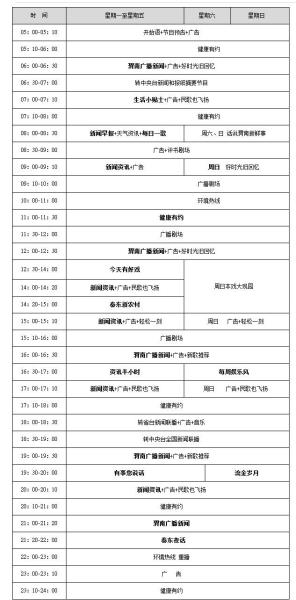 渭南新闻广播节目表