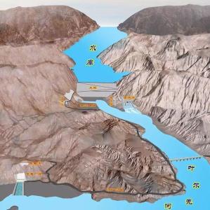 新疆阿尔塔什水利枢纽规划鸟瞰图
