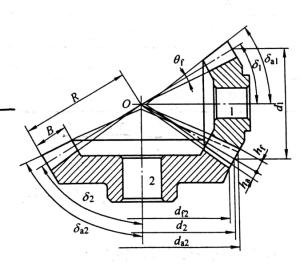 图1 锥齿轮几何尺寸