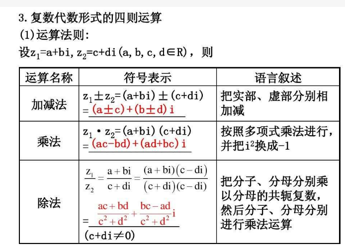 复数运算法则