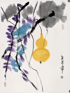 朱万章《紫藤葫芦图》