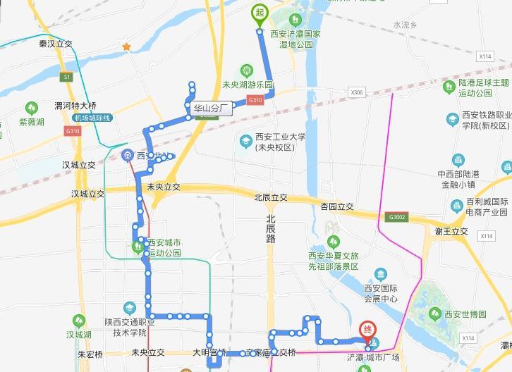西安723路公交线路走向图