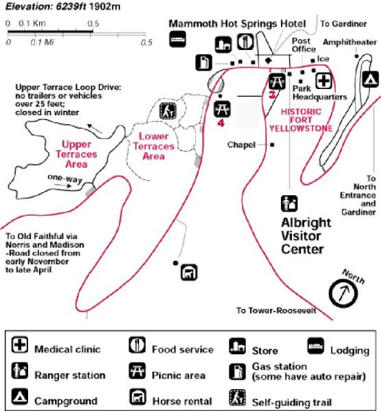 猛犸象温泉区景点分布图