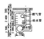 图5 排水沟分开设置的综合管沟(单位mm)