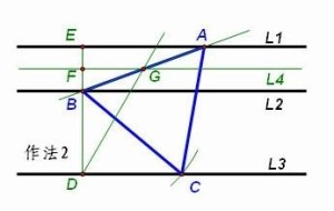 三顶点在三平行线的正三角形作法二