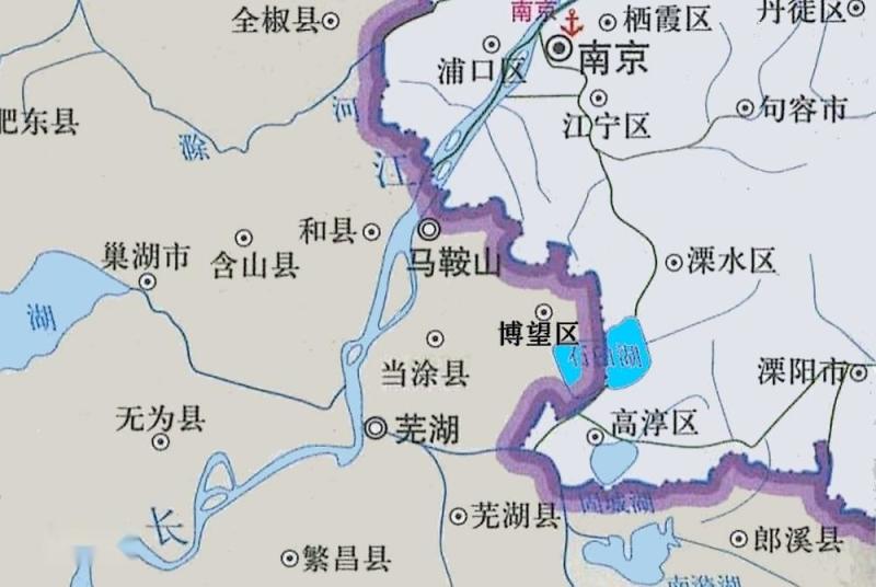 石臼湖与长江的相对位置