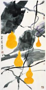 朱万章《消夏图》，纸本设色，100×50cm