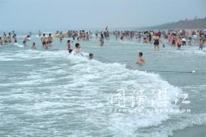 雨雾浸没长滩蒙胧，只是一片海浪浪。