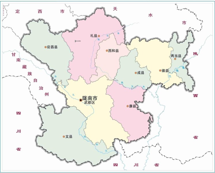陇南市行政区划图（2004-今）