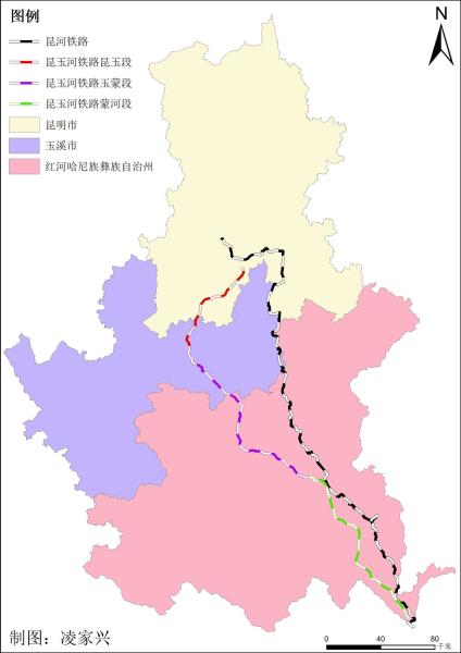 昆玉河铁路与昆河铁路示意图