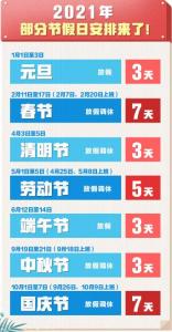 2021放假安排