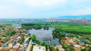鄠邑区渼陂湖鸟瞰图