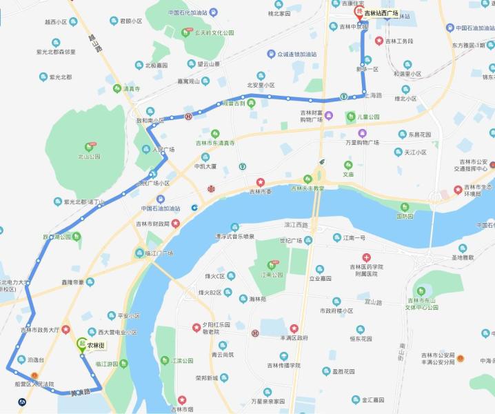 终到吉林站西广场公交枢纽站a区;[1]途经街路编辑2线路站点吉林站西