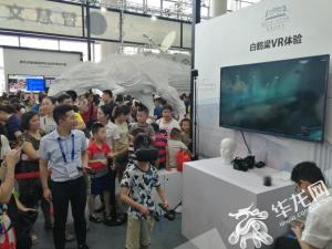 智博会上，观众排队观看享弘VR作品