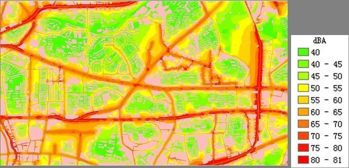 广州市环市东路东风路区域交通噪声地图