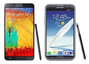 三星Note 3（左）与三星Note 2（右）对比