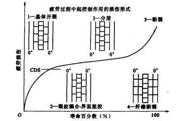 复合材料层压板疲劳损伤扩展过程示意图
