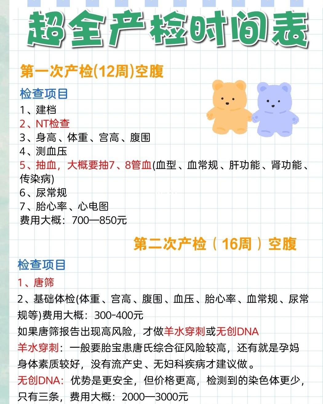 产检时间安排表 0