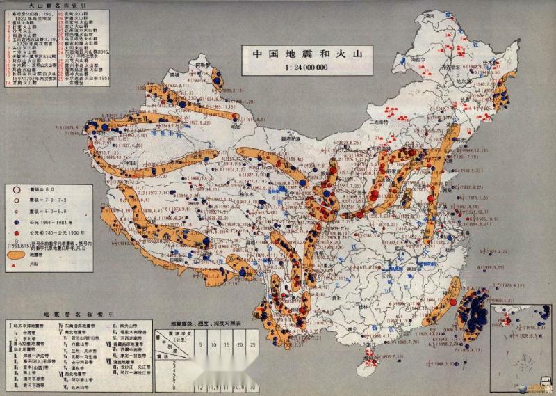 中国强震及地震带分布情况(图)