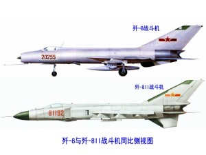 歼-8与歼-8II同比侧视图