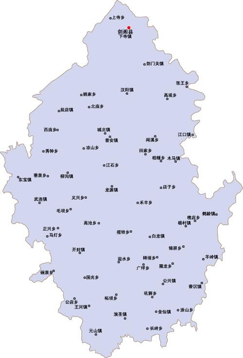 剑阁县行政区域图