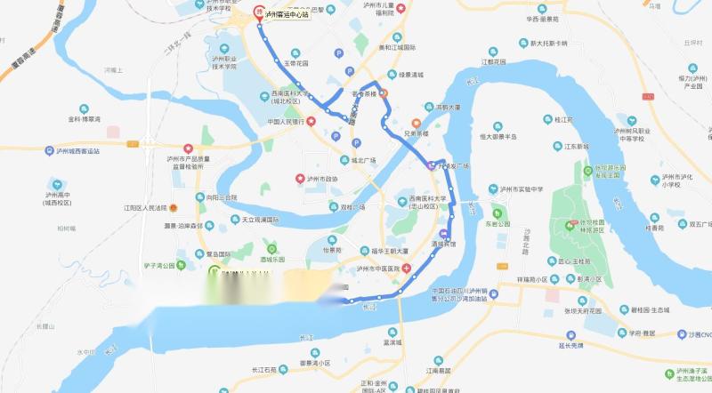 泸州公交262路上行方向线路图