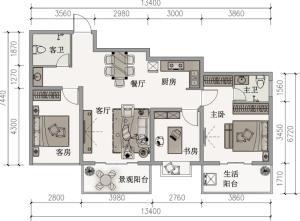 桂林漓江蓝湾建筑面积89㎡小三房两厅两卫