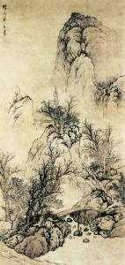 清代秋山萧寺图