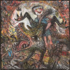 幻村 宣纸 彩墨 179x179cm