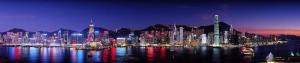 维多利亚港夜景的环景摄影图