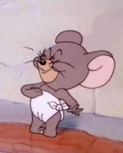 nibbles,动画片《猫和老鼠》中的角色,一只灰色的穿着尿布说着法语的