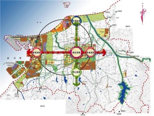 龙口市五个中心区域“五大组团”示意图