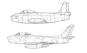 XP-86 平直翼型与后掠翼型侧面图对比