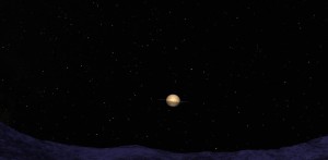 在土卫六（泰坦）看着土星