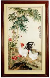 广绣工艺大师许炽光代表作:竹报平安