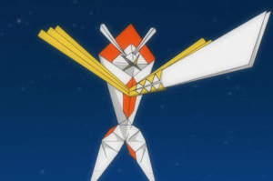 2)纸御剑(日文︰カミツルギ,英文︰kartana)是草属性和钢属性究极异兽