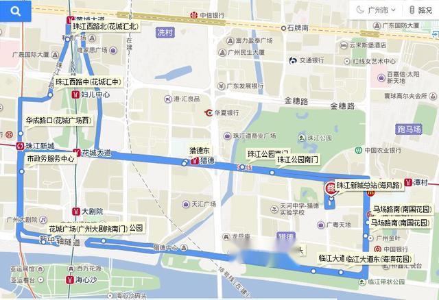 广州公交观光2路线路走向图