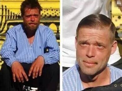 流浪汉理发后变型男