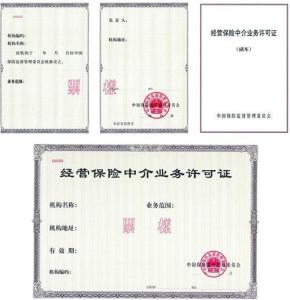 保险经纪公司业务许可证