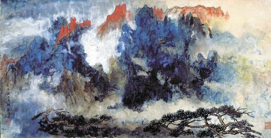 刘海粟黄山一线天图,是中国著名画家刘海粟的代表作之一.