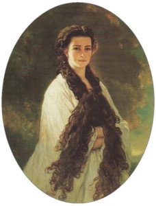 描绘茜茜长发的肖像画，1864年