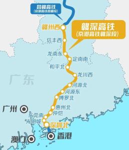 赣深高速铁路线路示意图