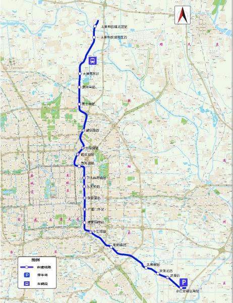 北京地铁17号线线路走向示意图