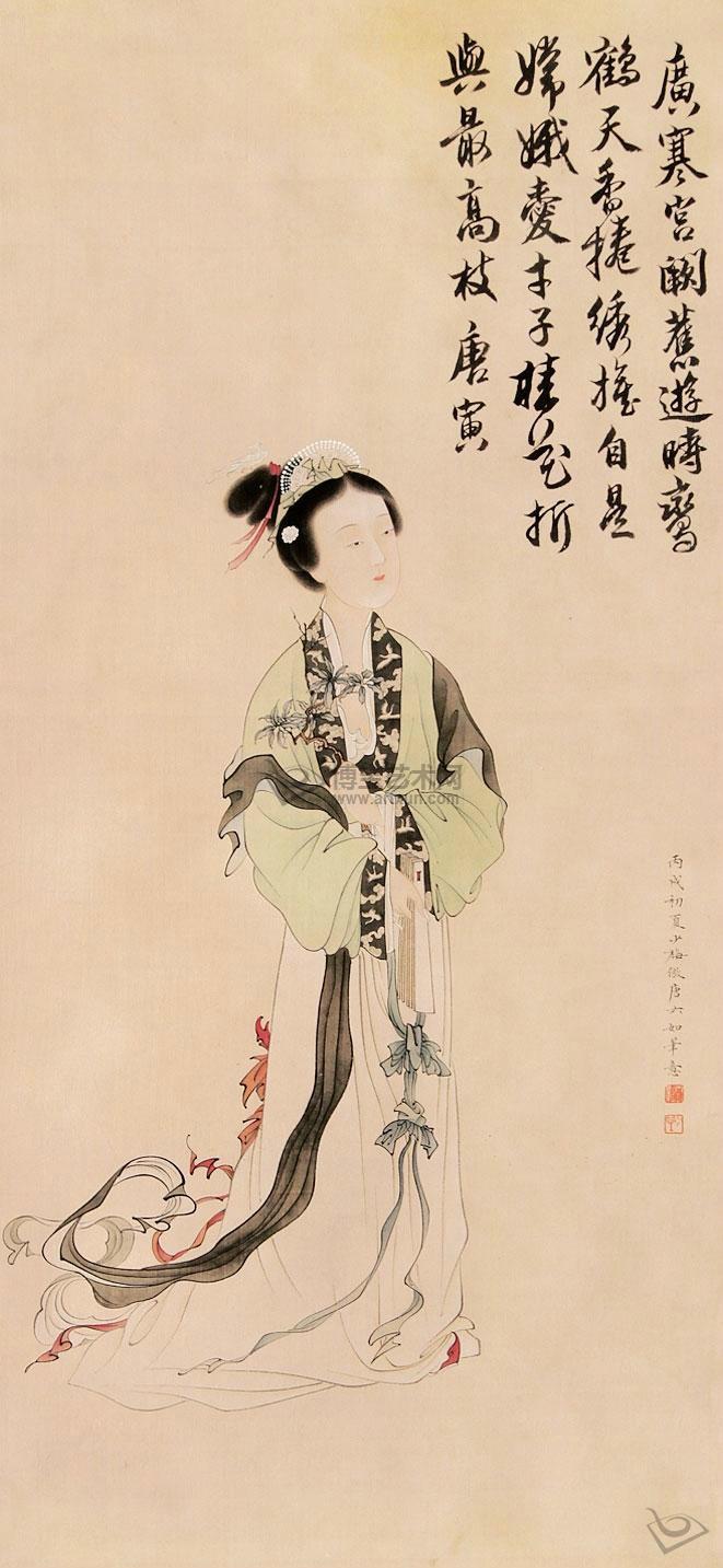 《海棠美人图》是明代才子唐伯虎根据杨贵妃的"海棠春睡"的典故画的一