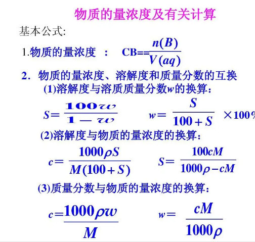 物质的量浓度计算公式 化学公式 搜狗百科