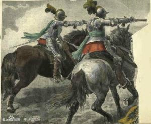早期的胸甲骑兵正在射击