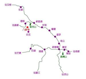 成都至于八蚌寺交通示意图