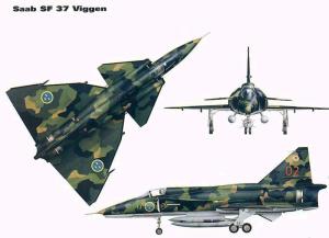 Saab-37战斗机三视图