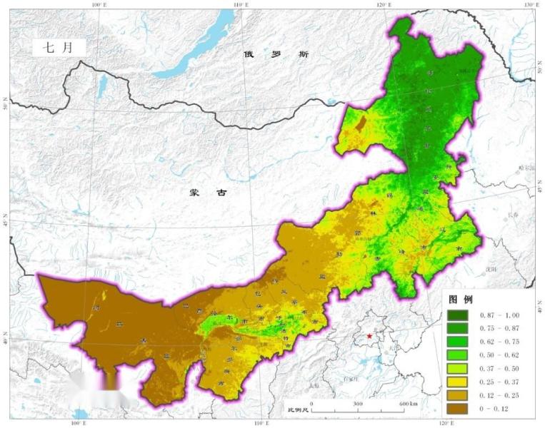 内蒙古2009年7月植被指数