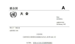 联合国第51/205号决议